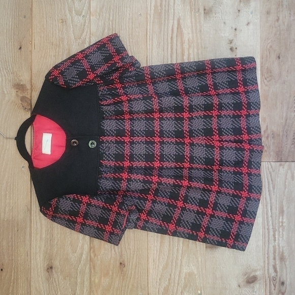 Badgley Mischka Jackets & Blazers - Badgley Mischka Gray, Black, and Red Plaid Short Sleeve Coat